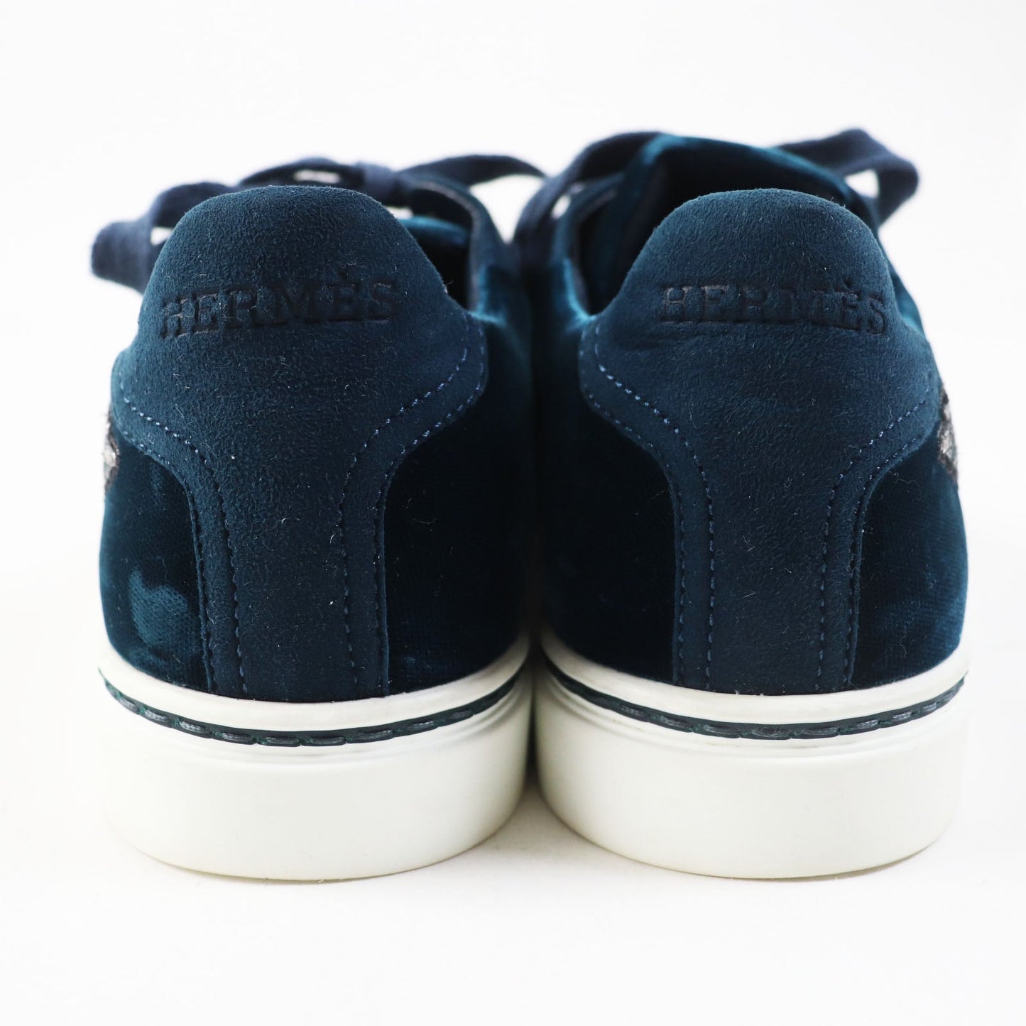 HERMES Low cut sneakers Main: Velvet, Part: Suede leather Emerald green Women 37
