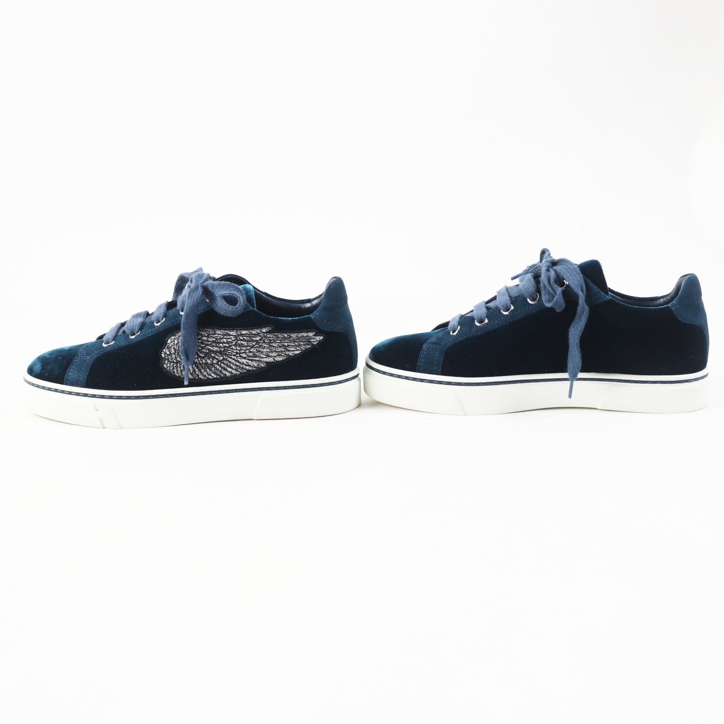 HERMES Low cut sneakers Main: Velvet, Part: Suede leather Emerald green Women 37