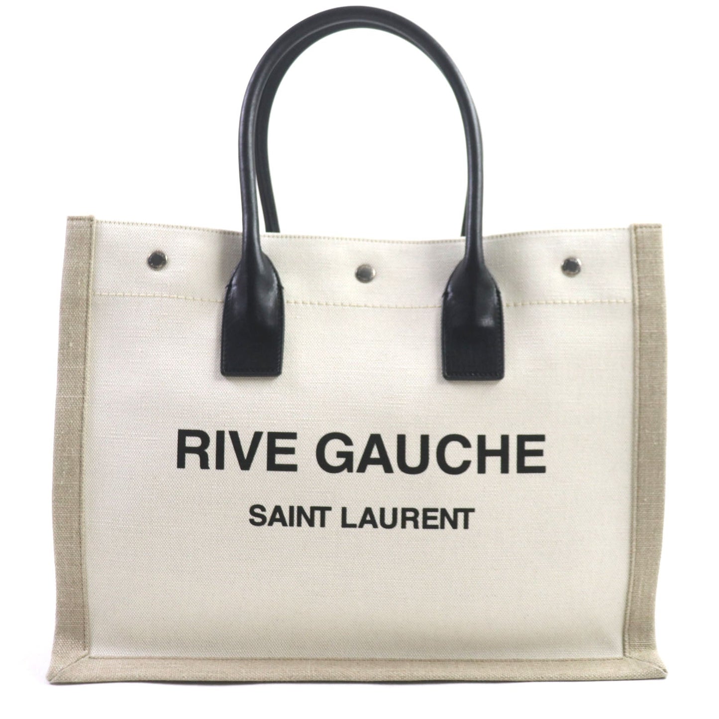 SAINT LAURENT PARIS Tote Bag 617481 Main: Canvas, Part: Leather Beige black RIVE GRIVE GAUHE mens