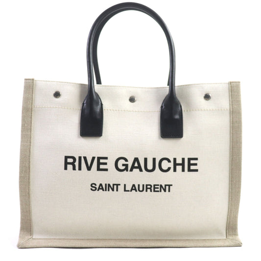 SAINT LAURENT PARIS Tote Bag 617481 Main: Canvas, Part: Leather Beige black RIVE GRIVE GAUHE mens