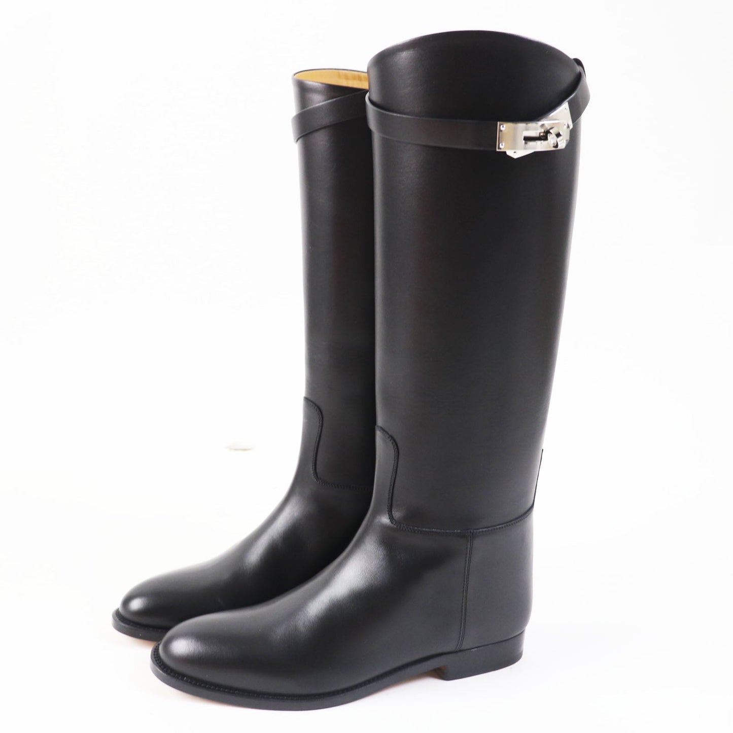 HERMES Knee-high boots Main: Leather black Women 37 1/2