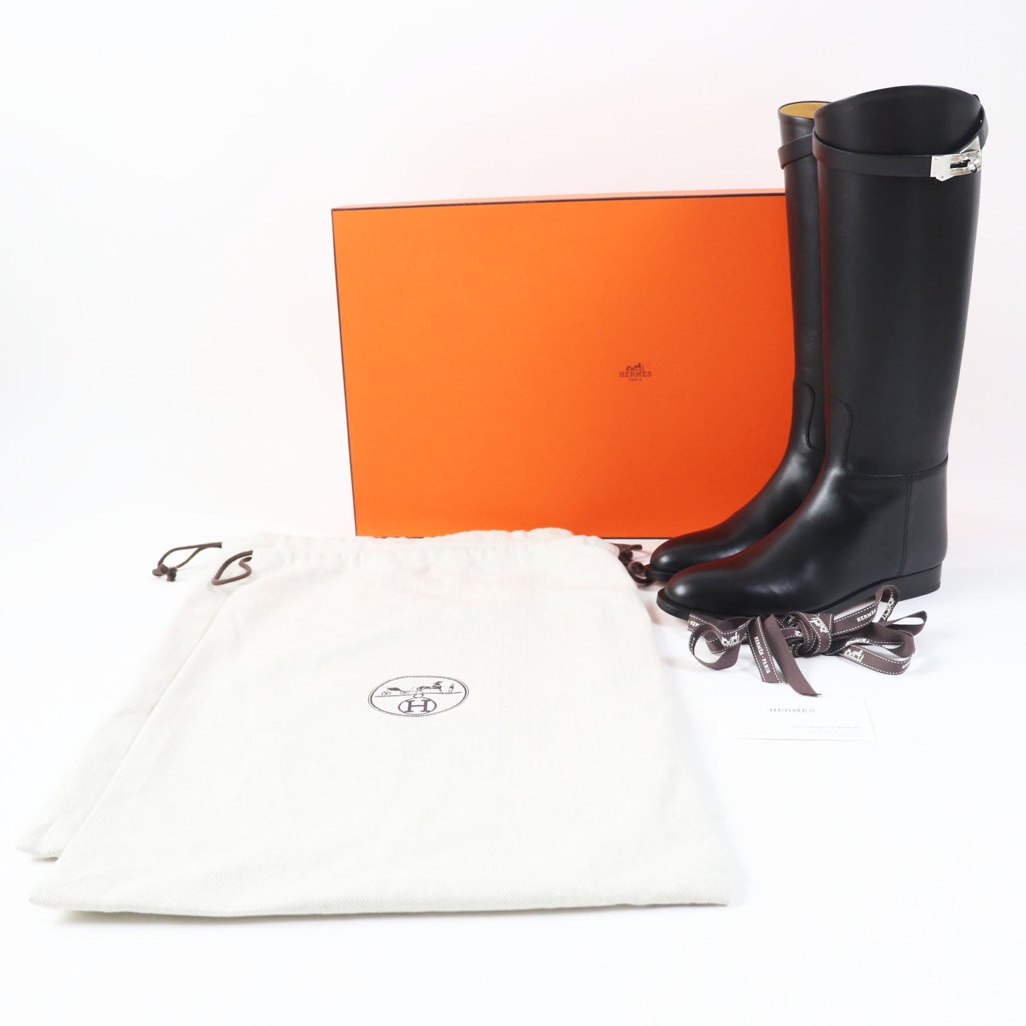 HERMES Knee-high boots Main: Leather black Women 37 1/2