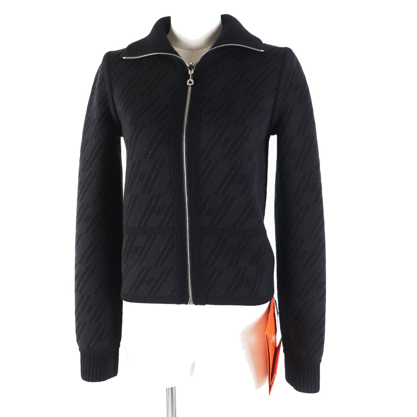 HERMES Blouson 3H2204D2 Main: 88% wool, Main: 10% cashmere, Main: 2% polyurethane, Part: 88% wool, Part: 10% cashmere Black Grey/Black Women 34