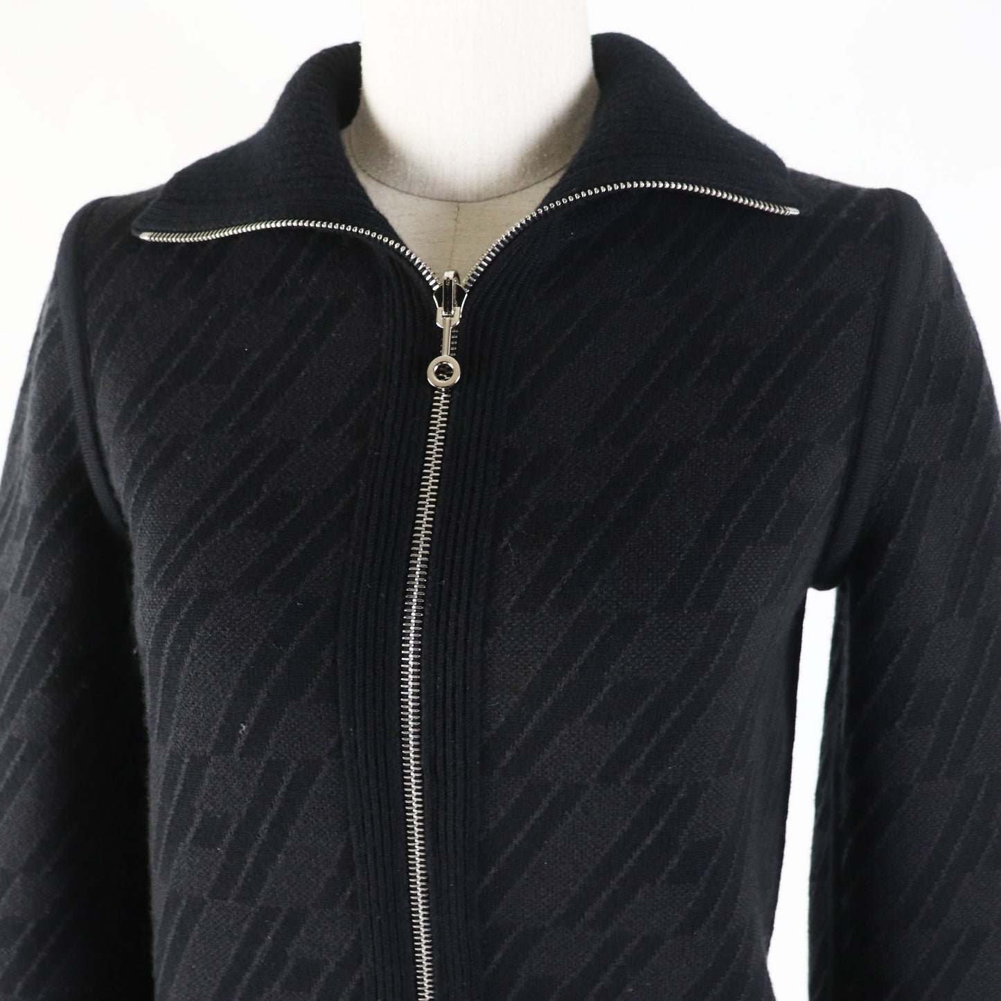 HERMES Blouson 3H2204D2 Main: 88% wool, Main: 10% cashmere, Main: 2% polyurethane, Part: 88% wool, Part: 10% cashmere Black Grey/Black Women 34