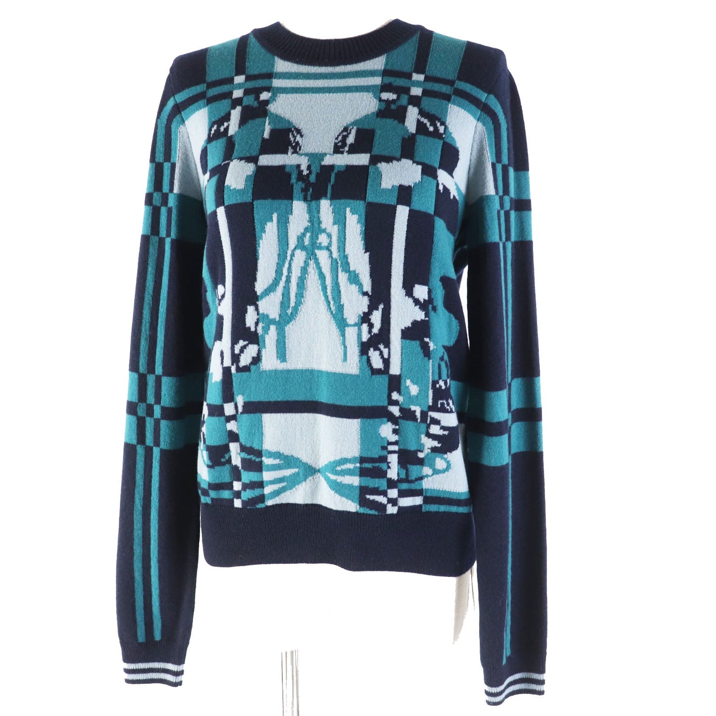 HERMES knit 3H2620DD Main: 100% cashmere Multi Brid de Gala Tartan Women 38