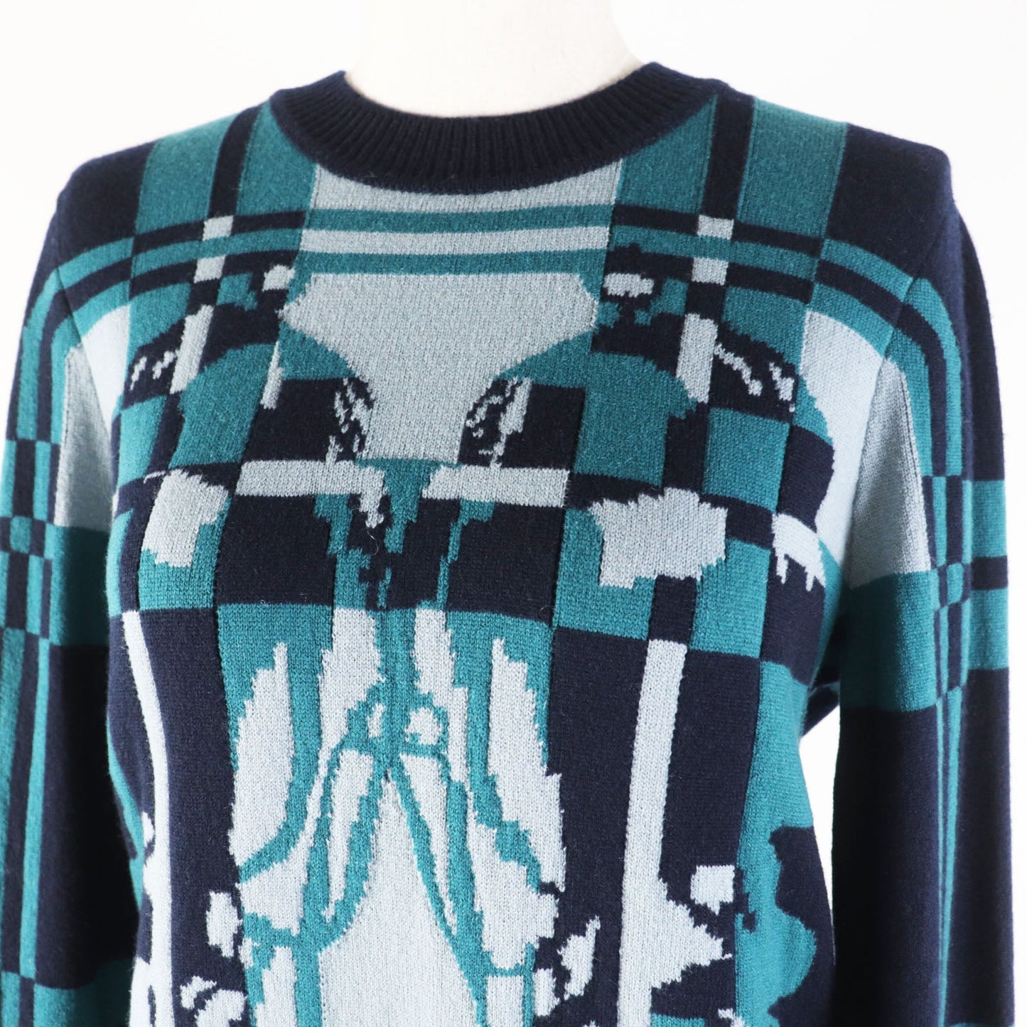 HERMES knit 3H2620DD Main: 100% cashmere Multi Brid de Gala Tartan Women 38