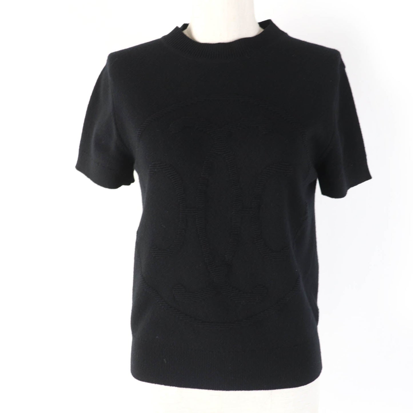HERMES Short sleeve knit 2H2663D1 Main: 100% cashmere black Women 36