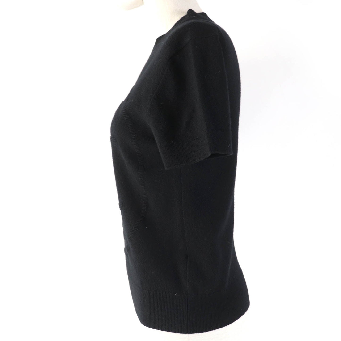 HERMES Short sleeve knit 2H2663D1 Main: 100% cashmere black Women 36