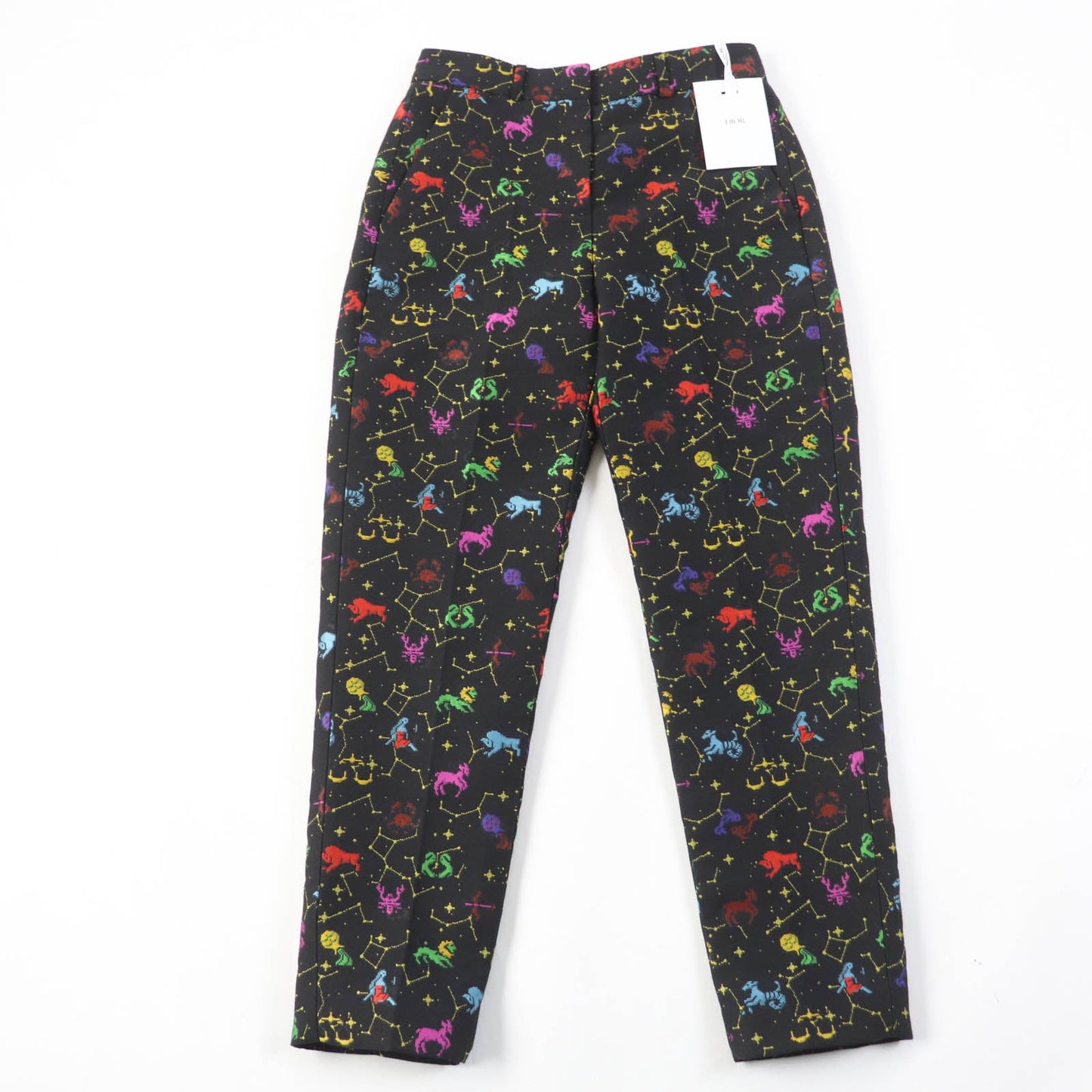 Christian Dior Pants 241P05A7203 Main: 48% polyester, Main: 27% wool, Main: 16% silk, Main: 9% rayon, Lining: 100% silk Black type Lucky Motif Pixel Women 38