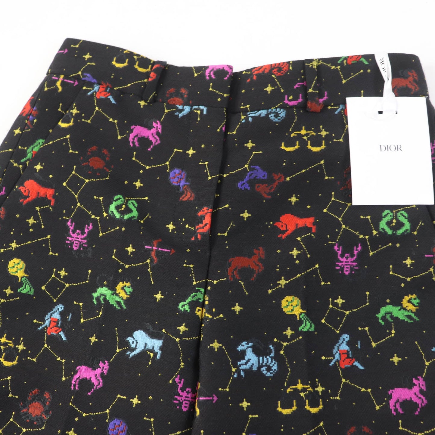 Christian Dior Pants 241P05A7203 Main: 48% polyester, Main: 27% wool, Main: 16% silk, Main: 9% rayon, Lining: 100% silk Black type Lucky Motif Pixel Women 38