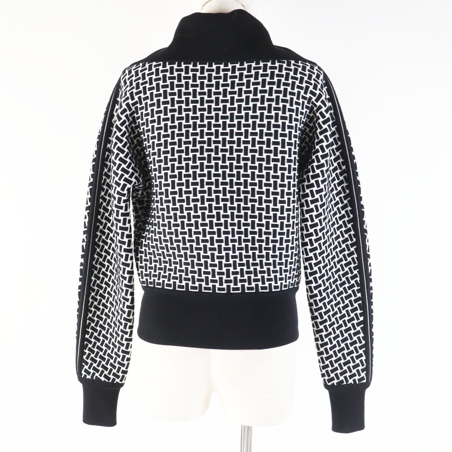 HERMES Blouson 2H2200DD Main: 60% wool, Main: 40% polypropylene, Part: 93% wool, Part: 6% nylon, Part: 1% polyurethane Black White cartouche Women 34
