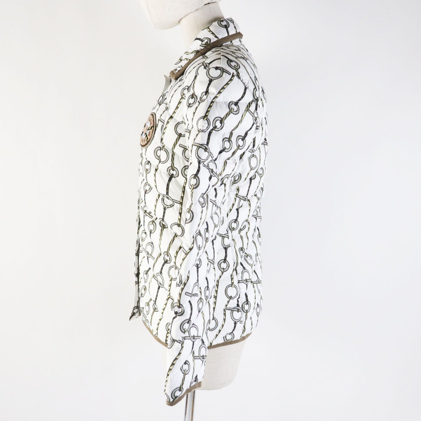 HERMES Down jacket 3H0171D2 Outer: 100% polyester, part: 64% cotton, part: 36% rayon, part: 80% acrylic, part: 10% rayon, lining: 100% polyester White Brown type Women 34