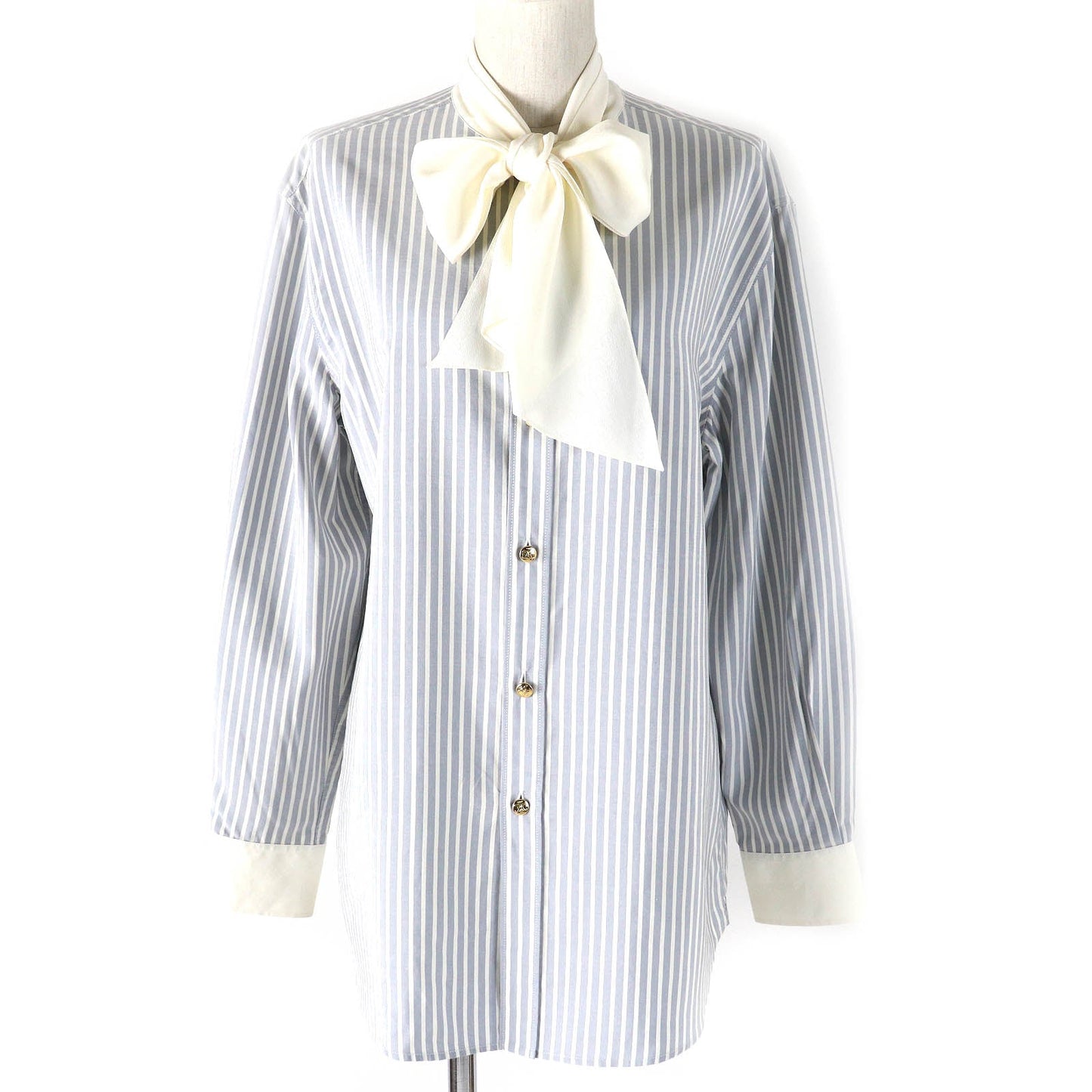 CELINE Long sleeve shirt 2C904562T Outer: 100% silk, Main: 69% acetate, Main: 31% silk Blue white Women 38