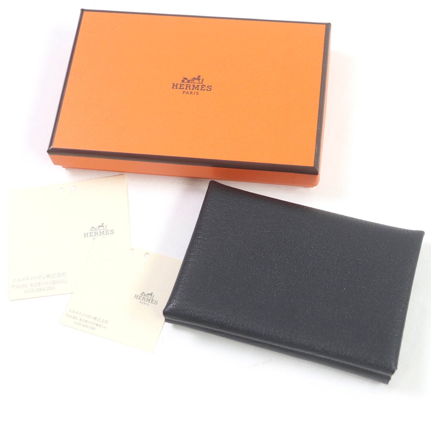 HERMES Coin case Main: Evercolor black Calvi duo mens