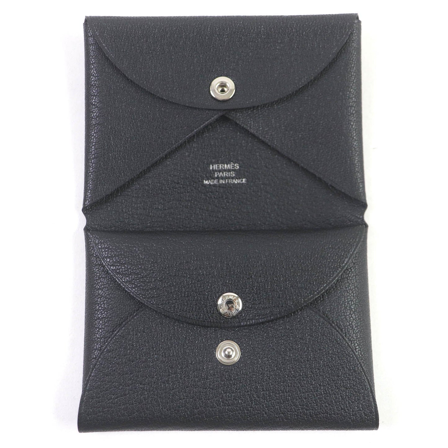 HERMES Coin case Main: Evercolor black Calvi duo mens