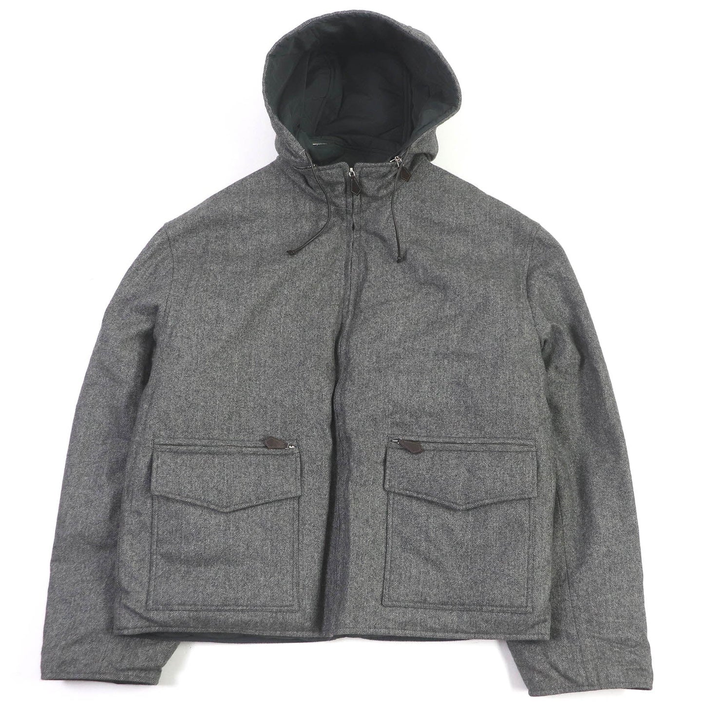 HERMES Down jacket Outer: 100% cashmere, Lining: 60% nylon, Lining: 40% polyester, Filling: 100% down, Filling: 100% polyester gray mens 52