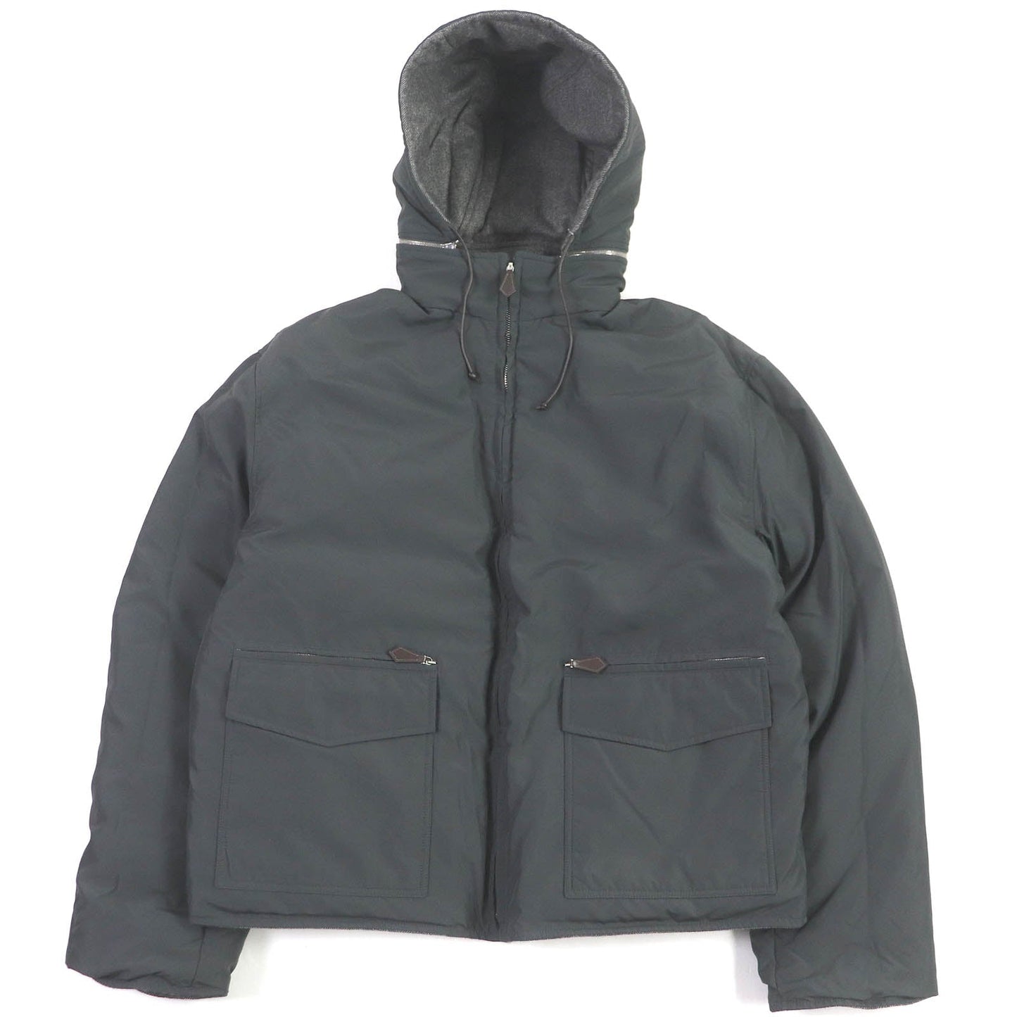 HERMES Down jacket Outer: 100% cashmere, Lining: 60% nylon, Lining: 40% polyester, Filling: 100% down, Filling: 100% polyester gray mens 52