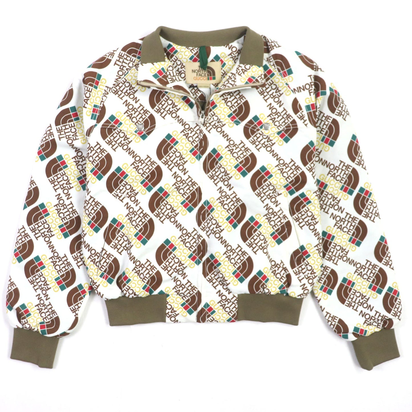 GUCCI Bomber jacket 648866 Outer: 100% nylon, Lining: 100% polyester, Part: 95% cotton, Part: 5% polyurethane, Filling: 100% polyester Brown white mens M