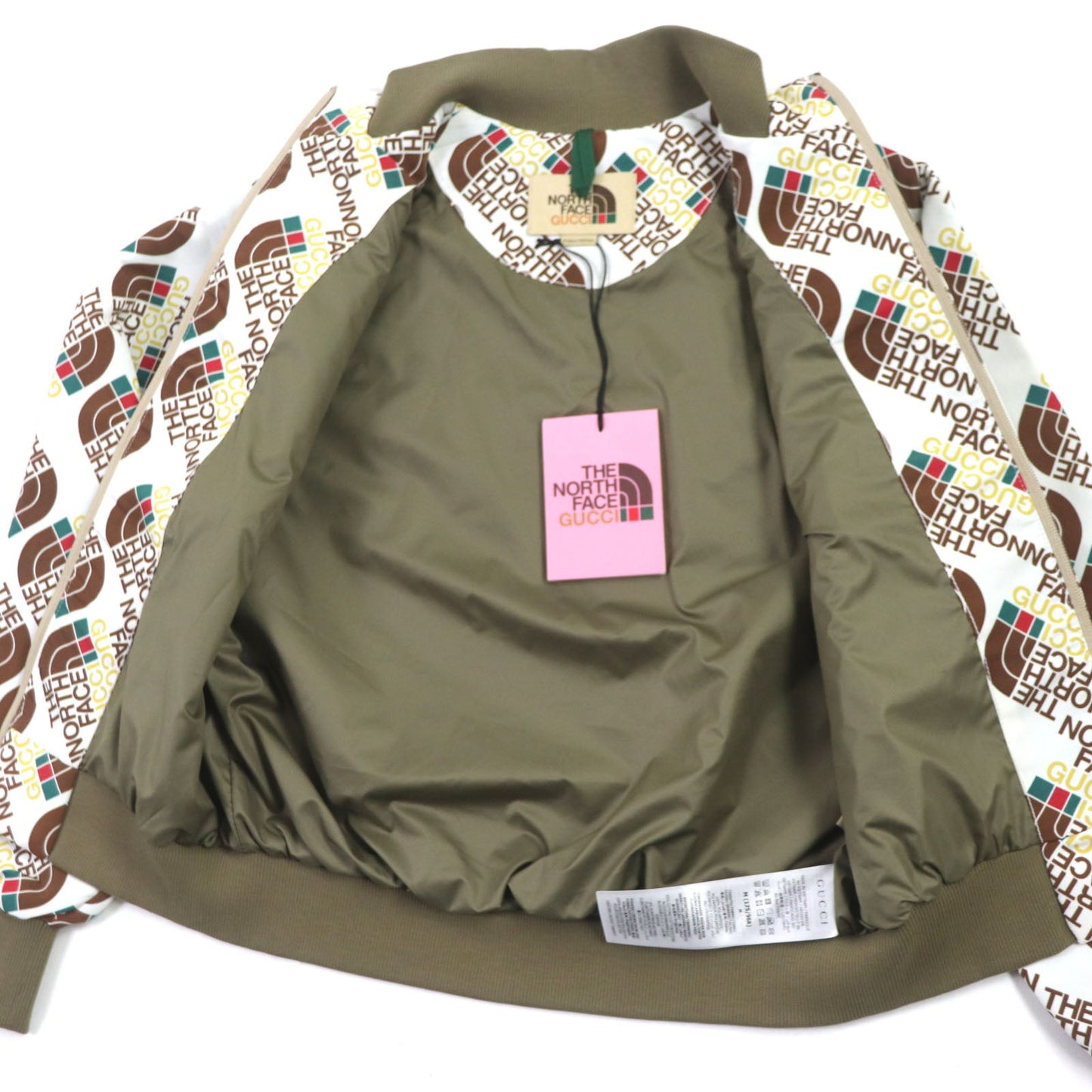 GUCCI Bomber jacket 648866 Outer: 100% nylon, Lining: 100% polyester, Part: 95% cotton, Part: 5% polyurethane, Filling: 100% polyester Brown white mens M