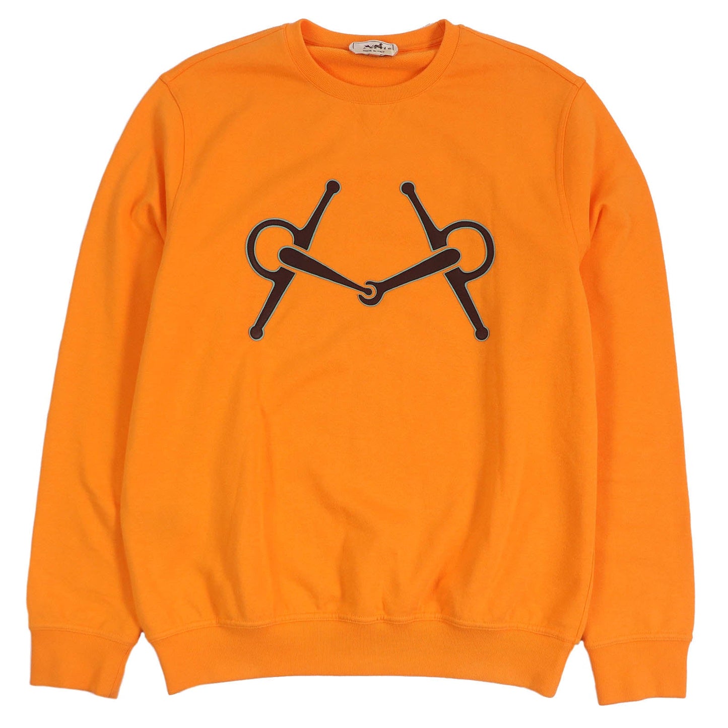 HERMES sweat Main: 100% cotton, Part: 90% cotton, Part: 10% polyurethane, Leather part: sheepskin Orange mens L