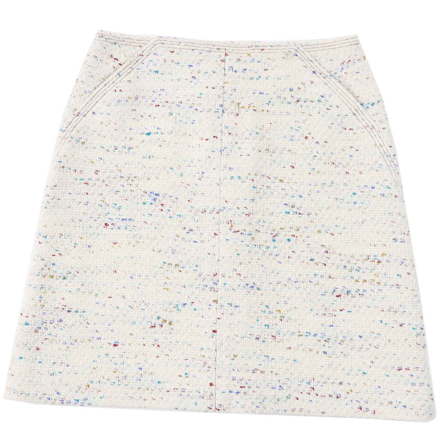 CHANEL skirt 03C P20369 Outer: 92% wool, Outer: 4% polyamide (nylon), Outer: 4% viscose, Lining: 100% silk Light Beige Multi Women 46