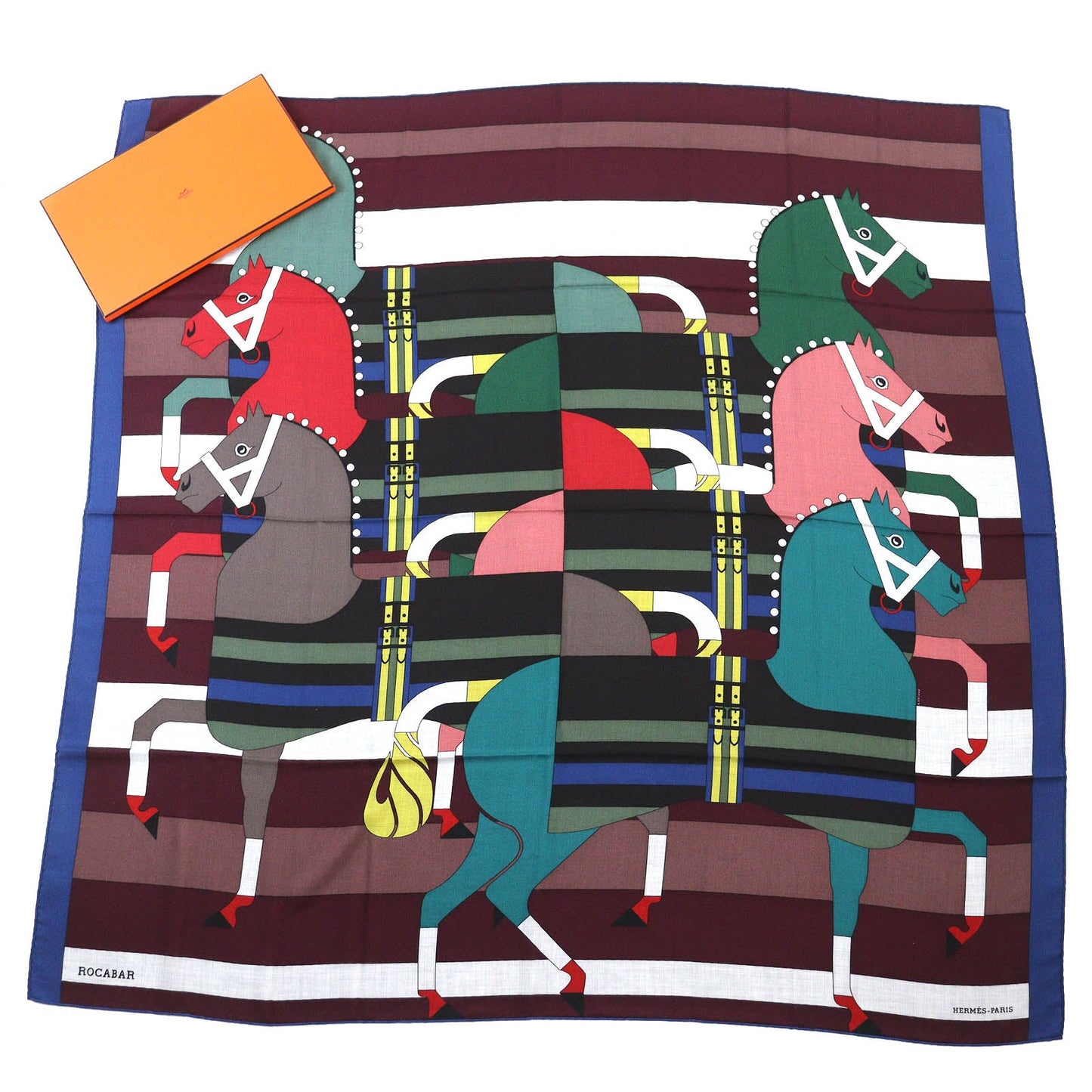 HERMES scarf 242708S Main: 70% cashmere, Main: 30% silk Brown ROCABAR Women