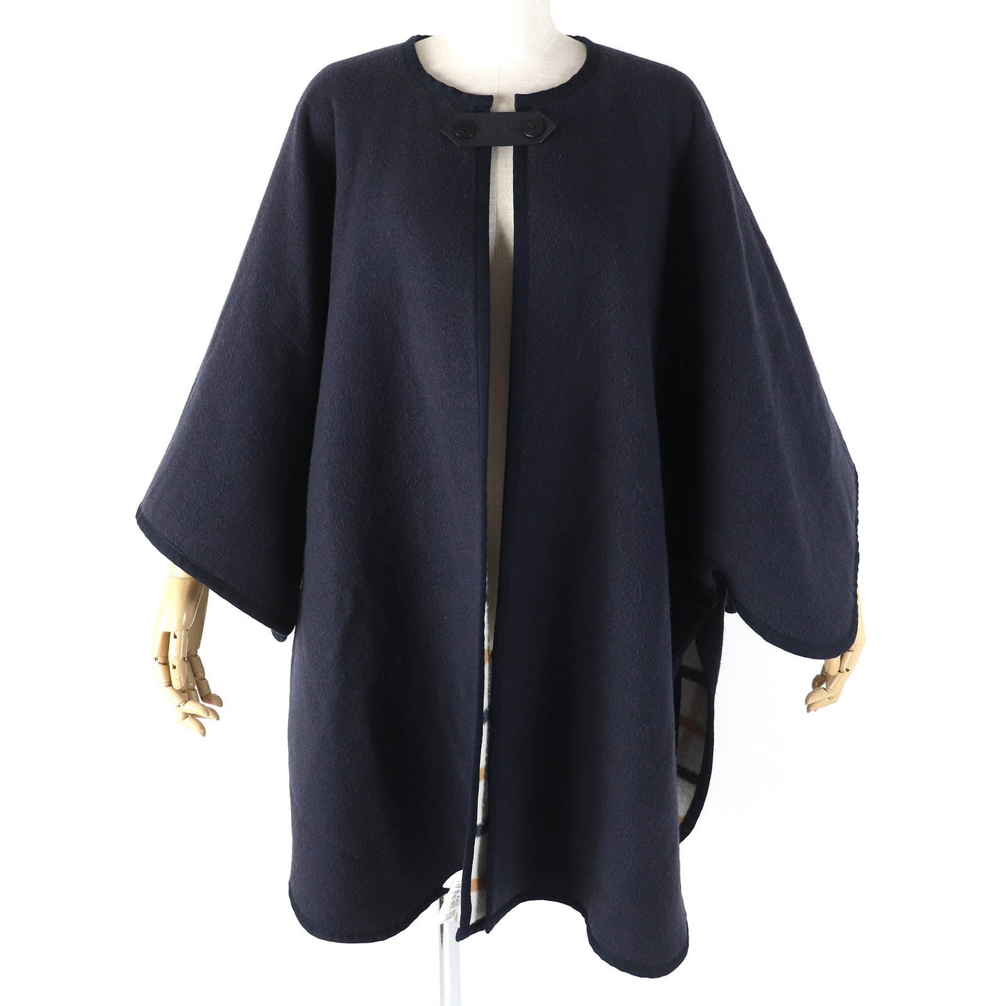 HERMES poncho Main: 90% wool, Main: 10% cashmere, Part: 100% cotton, Leather part: cowhide multicolor Camille Women No size listed