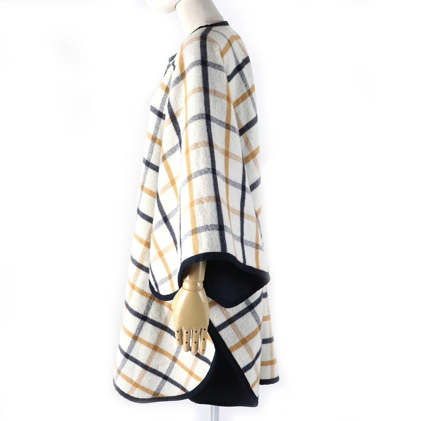 HERMES poncho Main: 90% wool, Main: 10% cashmere, Part: 100% cotton, Leather part: cowhide multicolor Camille Women No size listed