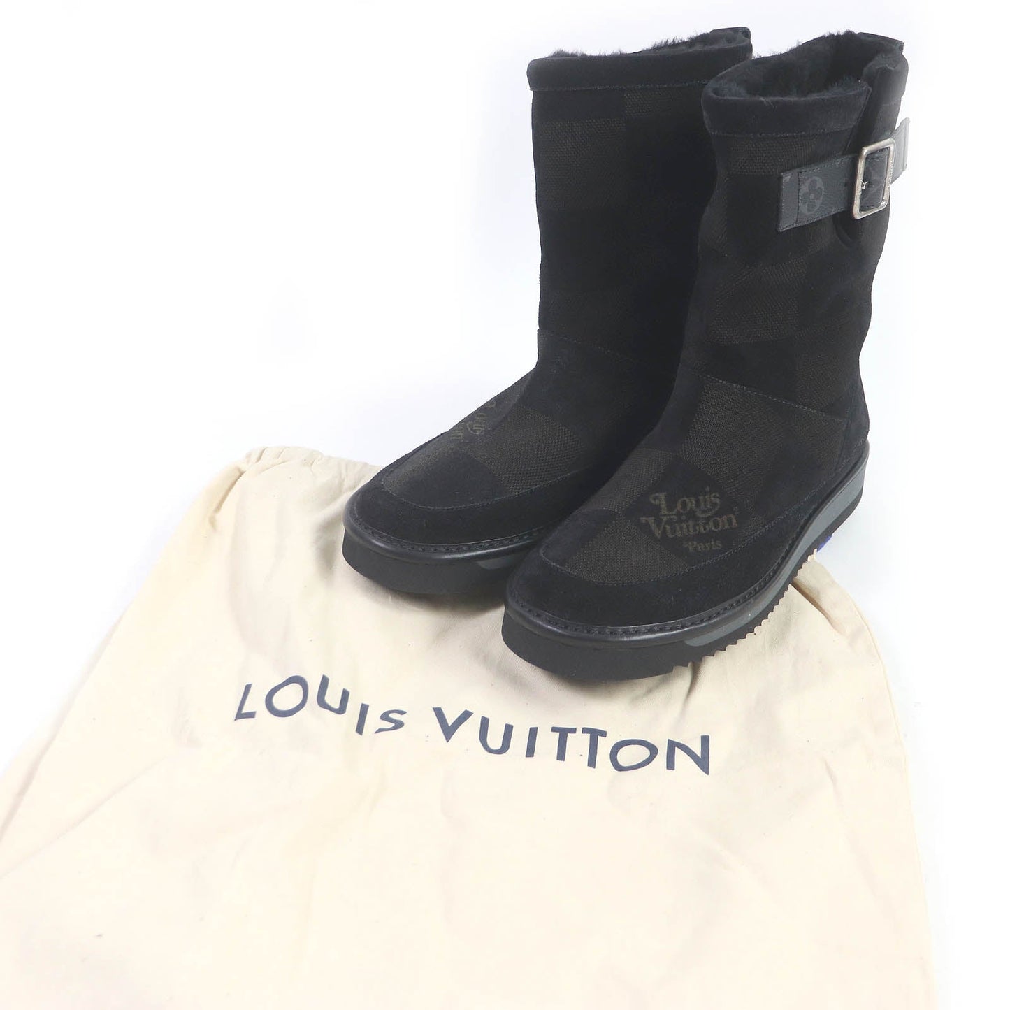 LOUIS VUITTON boots Main: Suede leather black mens 8