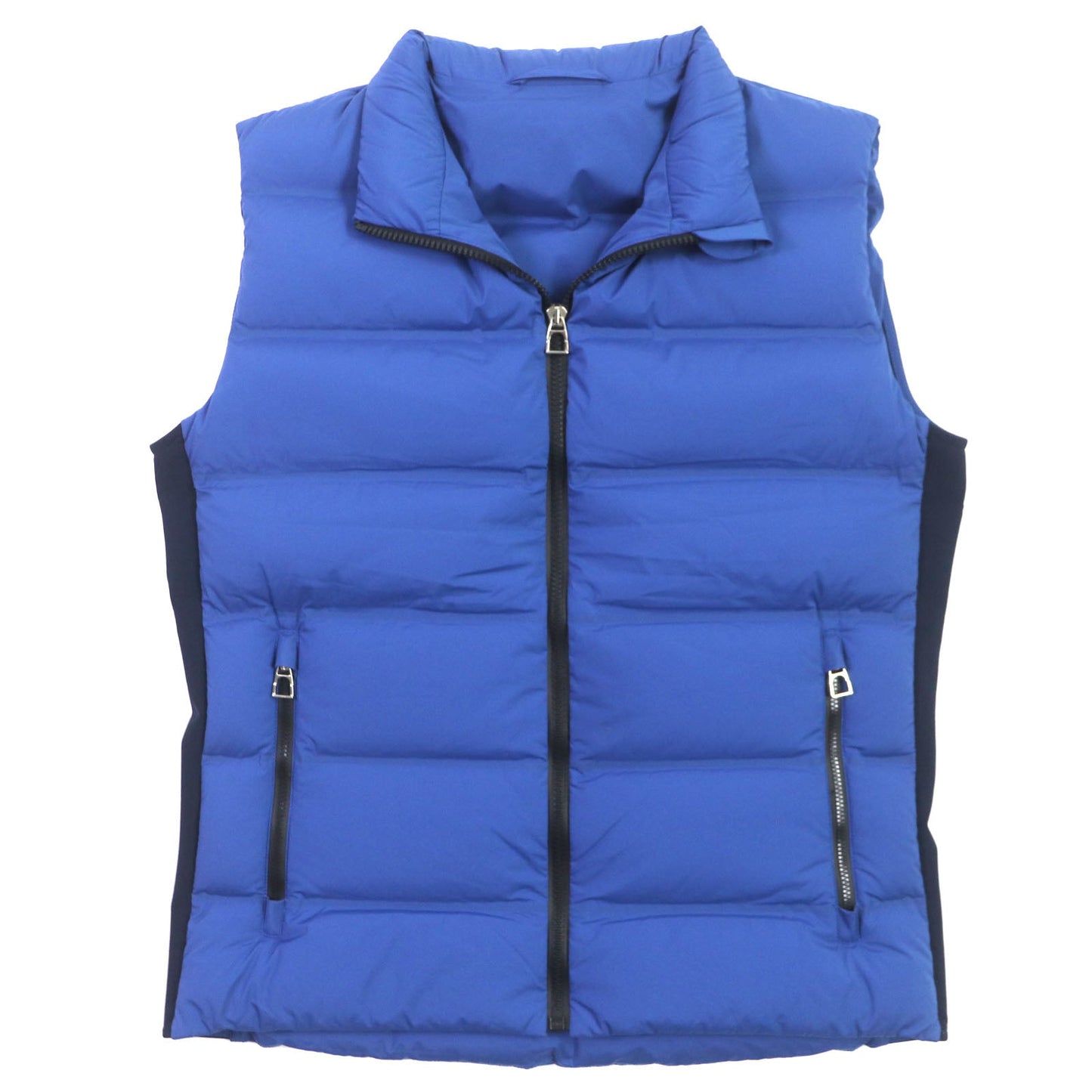 HERMES Down vest Main: 85% nylon, 15% polyurethane, part: 39% polyester, part: 32% nylon, part: 29% polyurethane Blue navy mens S