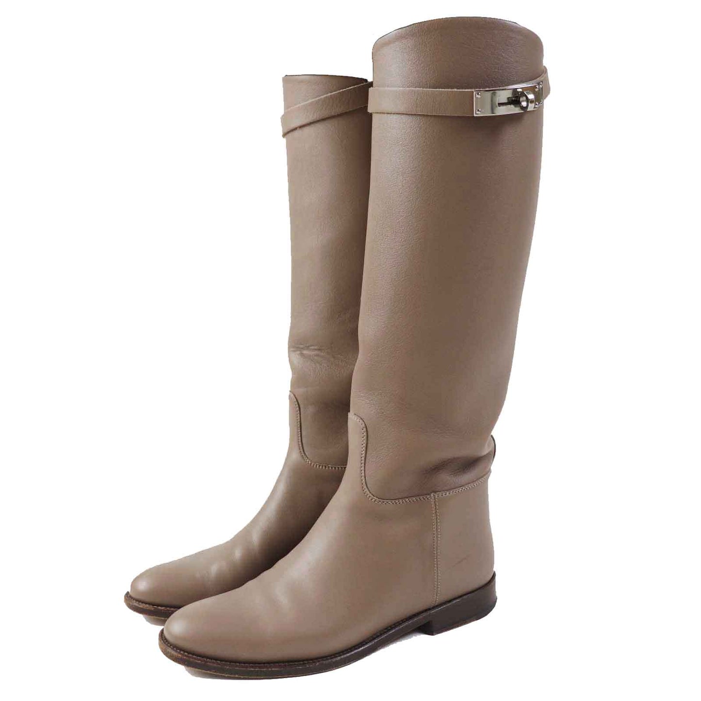 HERMES Knee-high boots Main: Leather beige Women 36