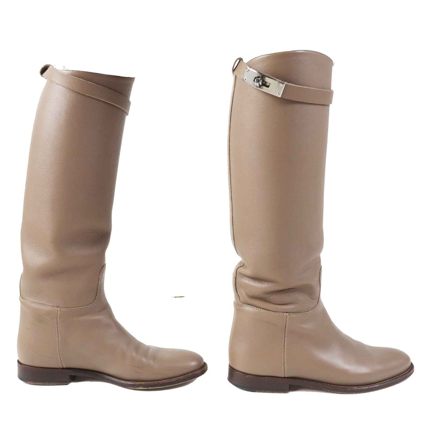 HERMES Knee-high boots Main: Leather beige Women 36