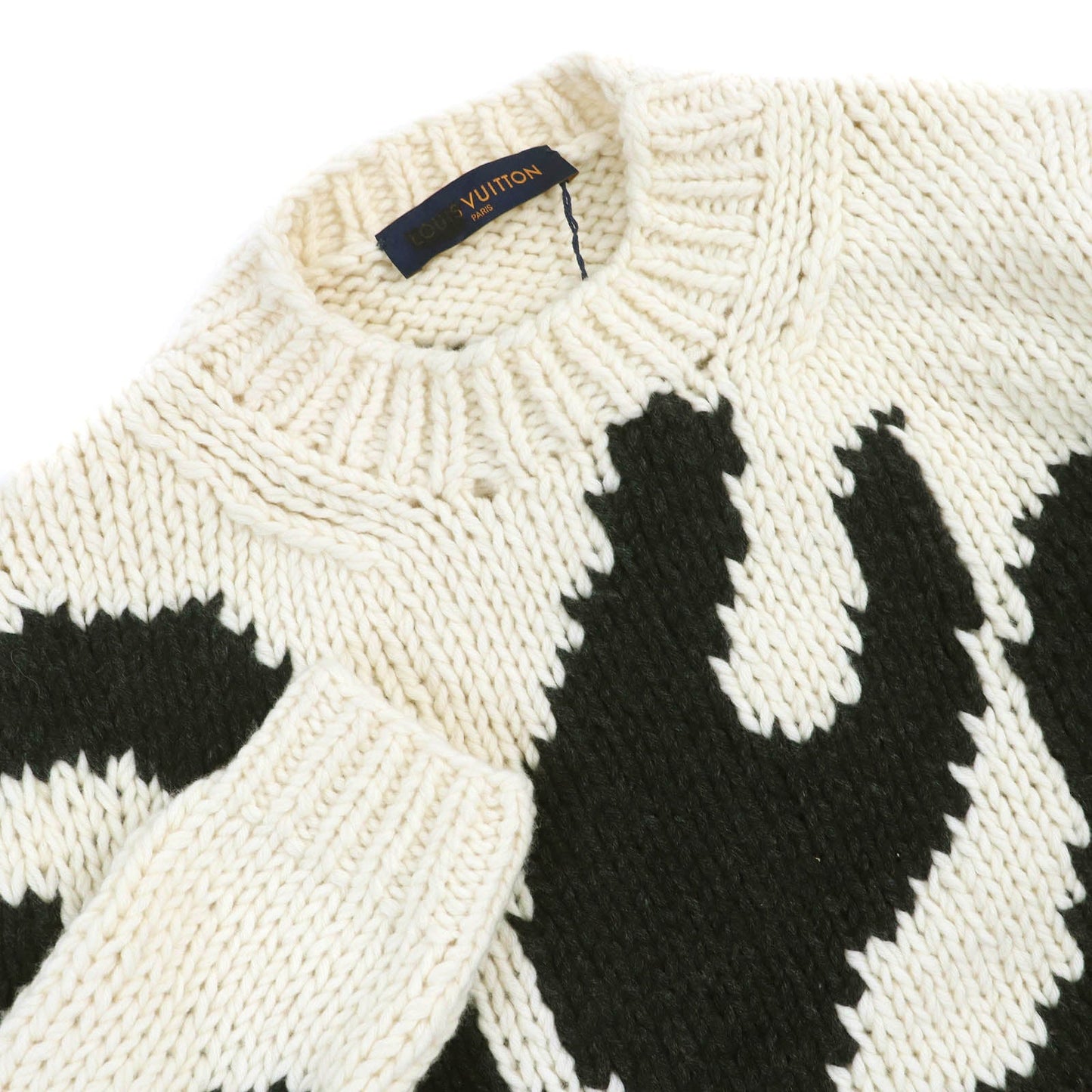 LOUIS VUITTON knit Main: 100% wool Ivory black LV Flame Intarsia mens L