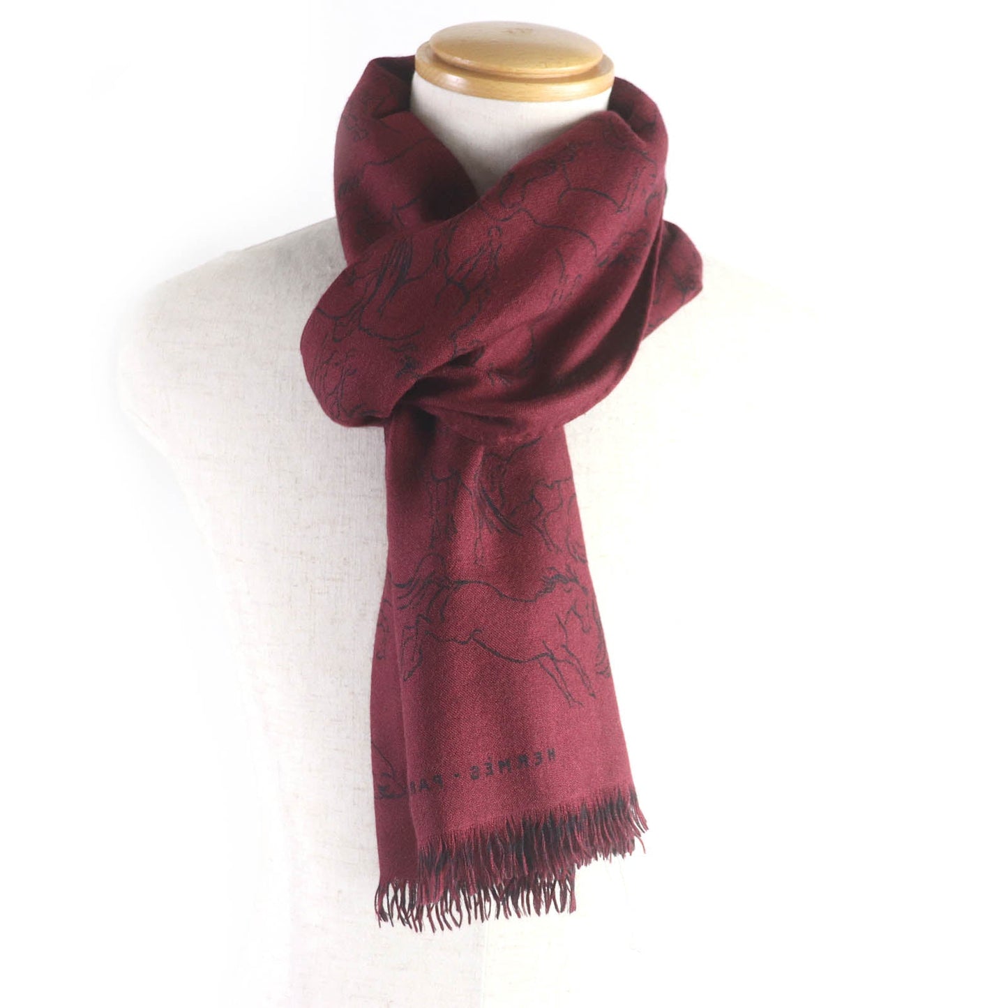 HERMES Scarf Main: 70% cashmere, Main: 30% silk Bordeaux mens