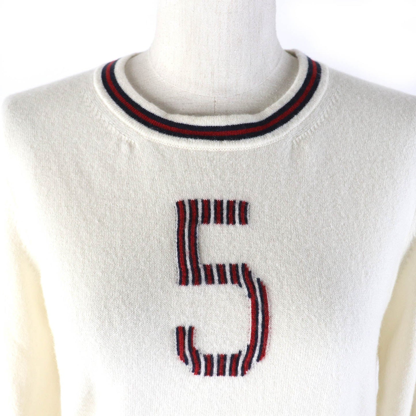 CHANEL knit P70307K10000 Main: 100% cashmere Ivory red navy No5 Women 38