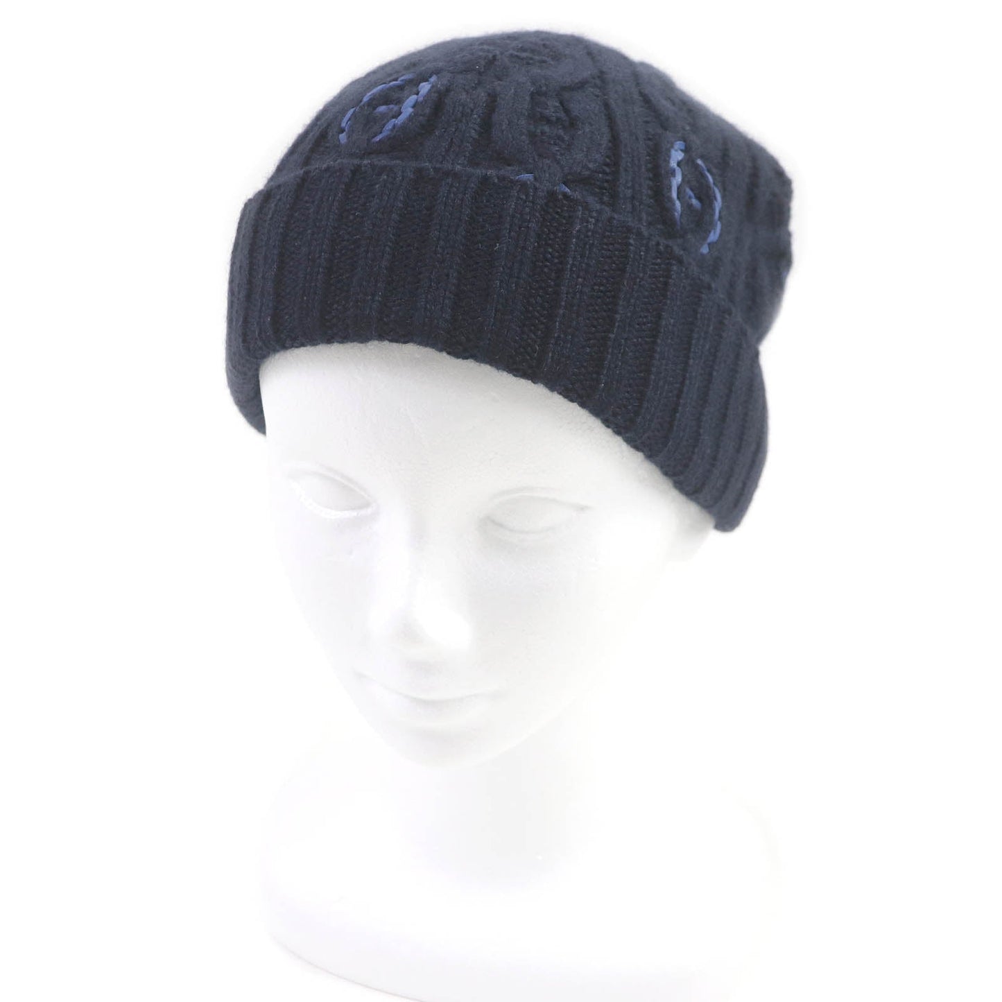 HERMES Knit cap Main: 100% cashmere, part: sheep leather Marin BONNET HOMME TRI MAILLOW TRESS mens M
