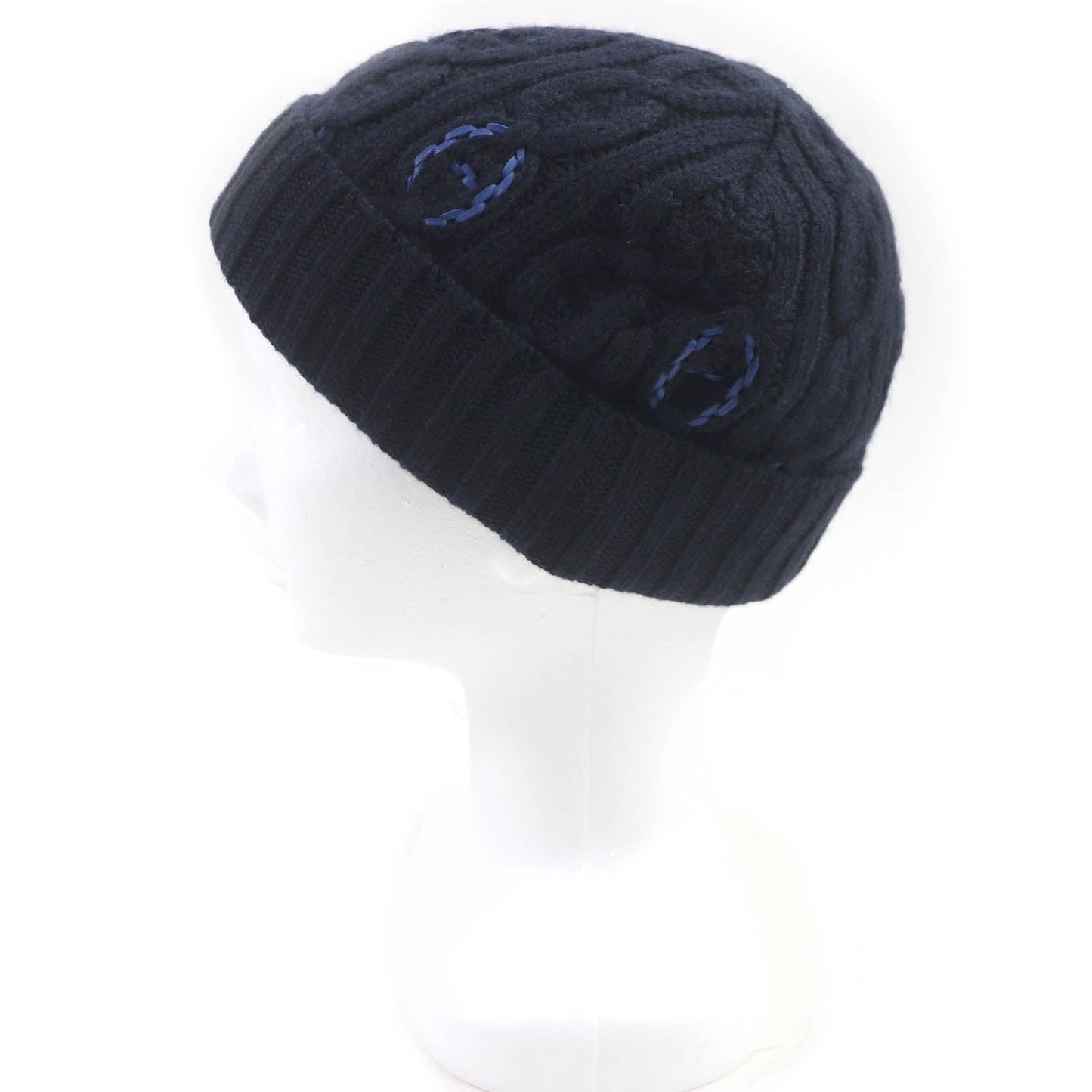 HERMES Knit cap Main: 100% cashmere, part: sheep leather Marin BONNET HOMME TRI MAILLOW TRESS mens M