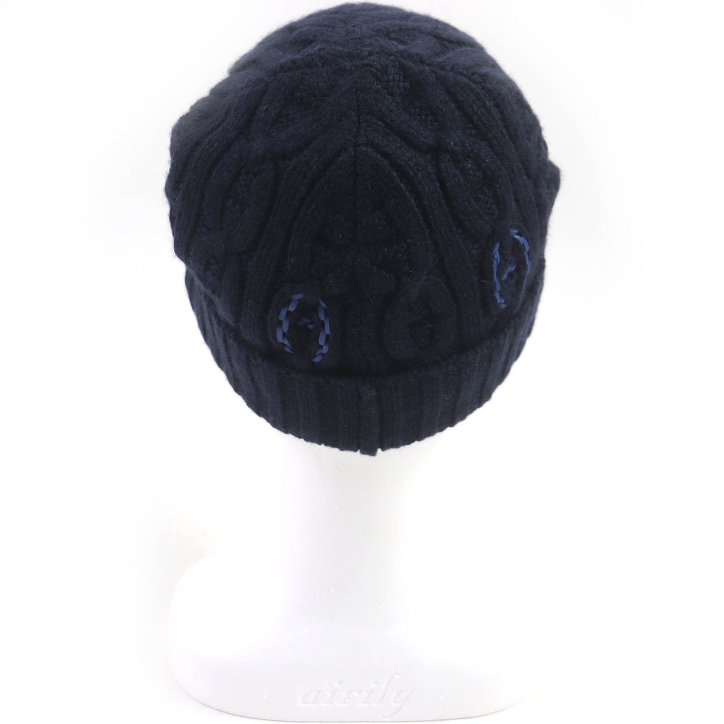 HERMES Knit cap Main: 100% cashmere, part: sheep leather Marin BONNET HOMME TRI MAILLOW TRESS mens M