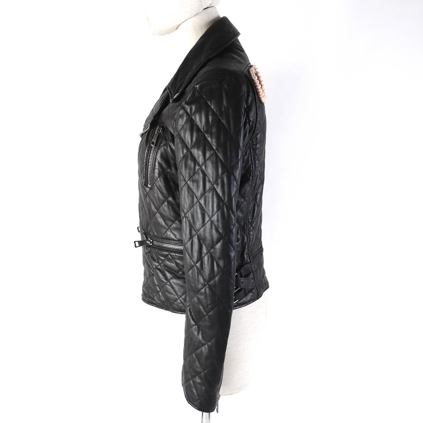 GUCCI Jacket 502674 Main: Lamb leather, Filling: 100% polyester, Lining: 100% cupra, Part: 100% nylon, Part: 100% polyester black Women 36