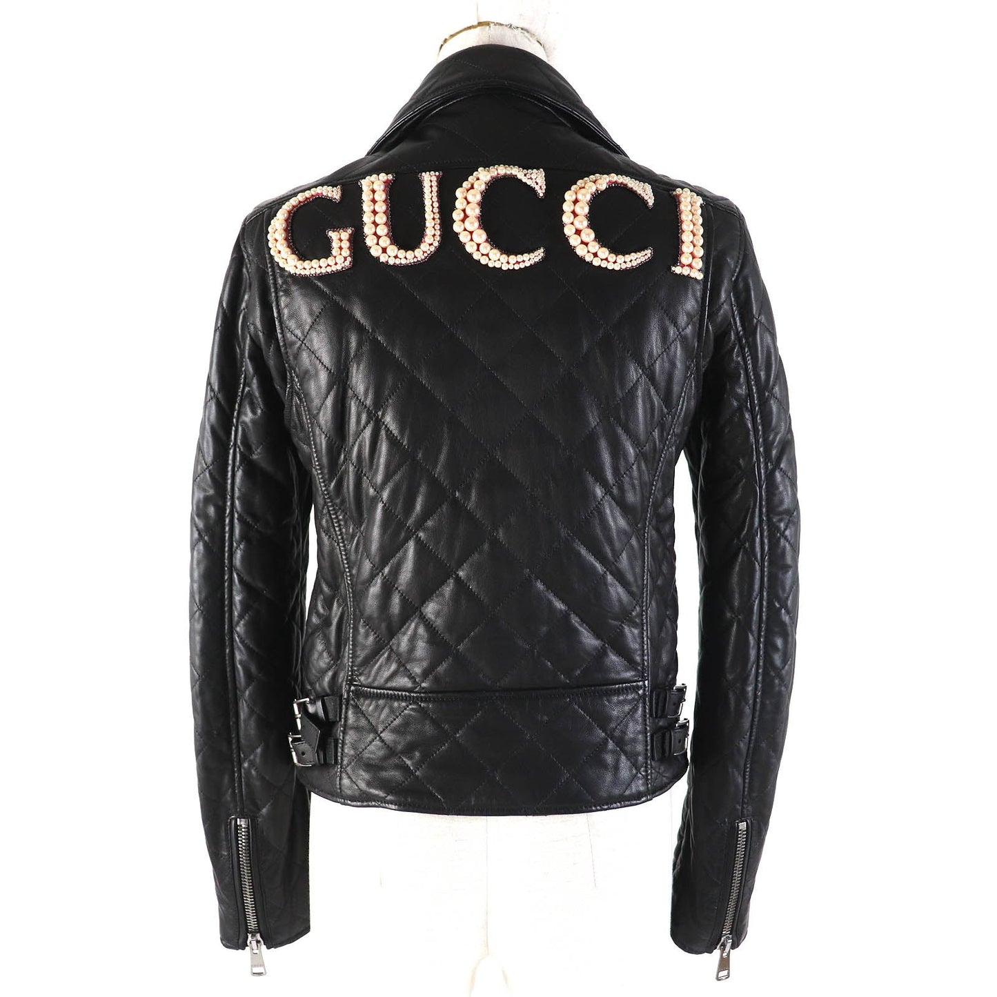 GUCCI Jacket 502674 Main: Lamb leather, Filling: 100% polyester, Lining: 100% cupra, Part: 100% nylon, Part: 100% polyester black Women 36