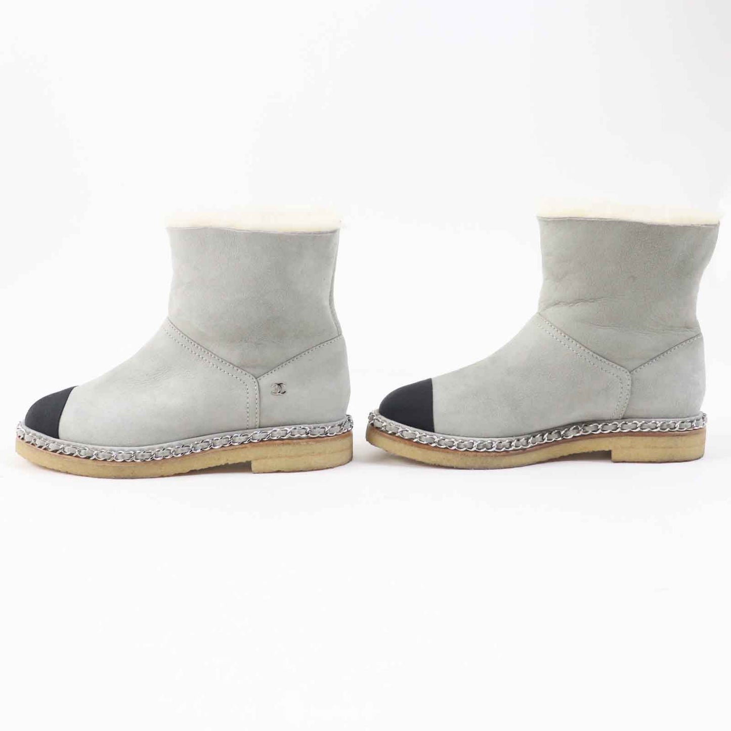 CHANEL boots G34113 Main: Mouton Light gray black Women 36