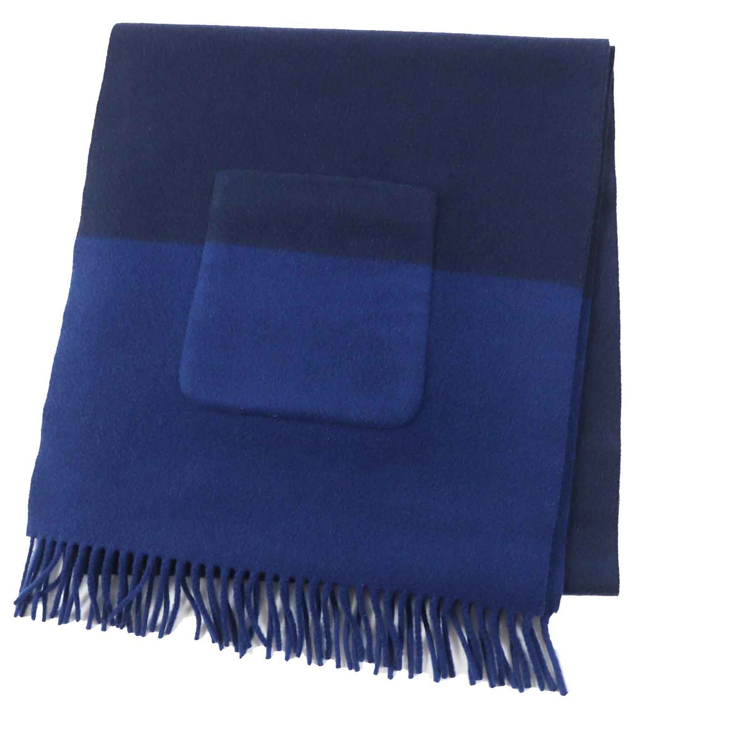 HERMES Scarf H259096S Main: 100% cashmere, Part: 100% silk Navy blue Women