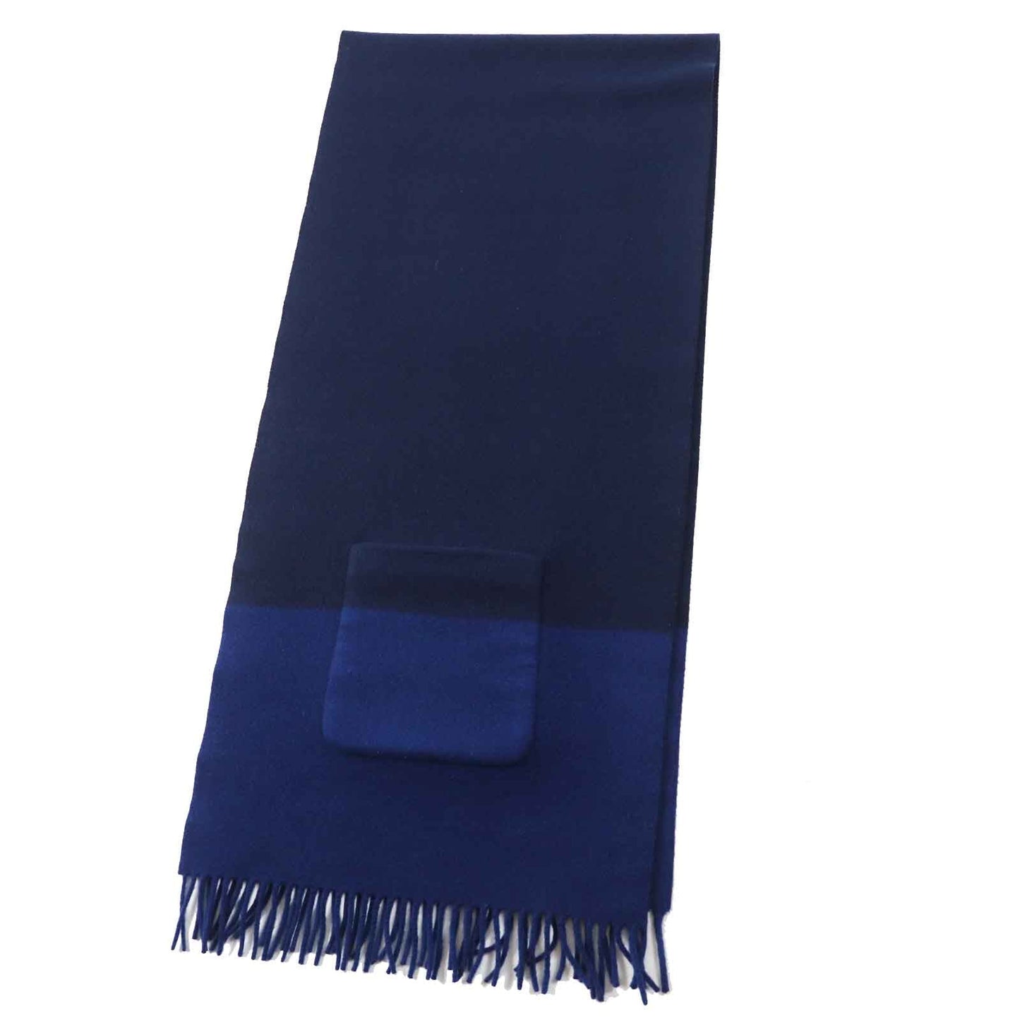 HERMES Scarf H259096S Main: 100% cashmere, Part: 100% silk Navy blue Women