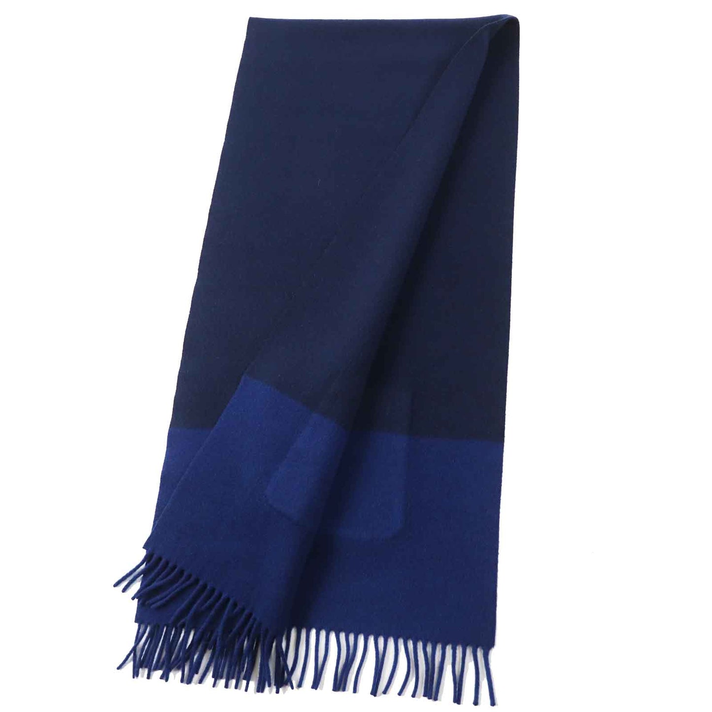 HERMES Scarf H259096S Main: 100% cashmere, Part: 100% silk Navy blue Women