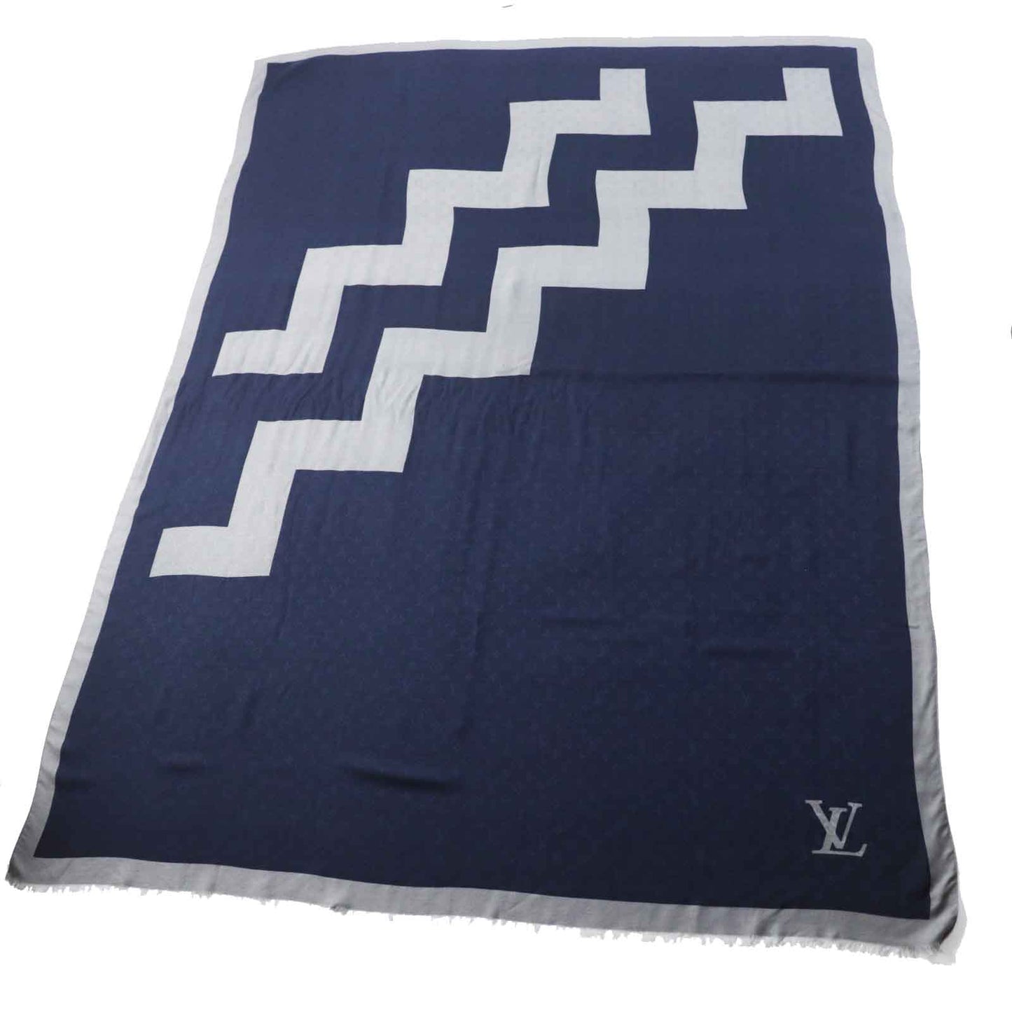 LOUIS VUITTON scarf MP1817 Main: 61% wool, Main: 39% silk Navy gray Women
