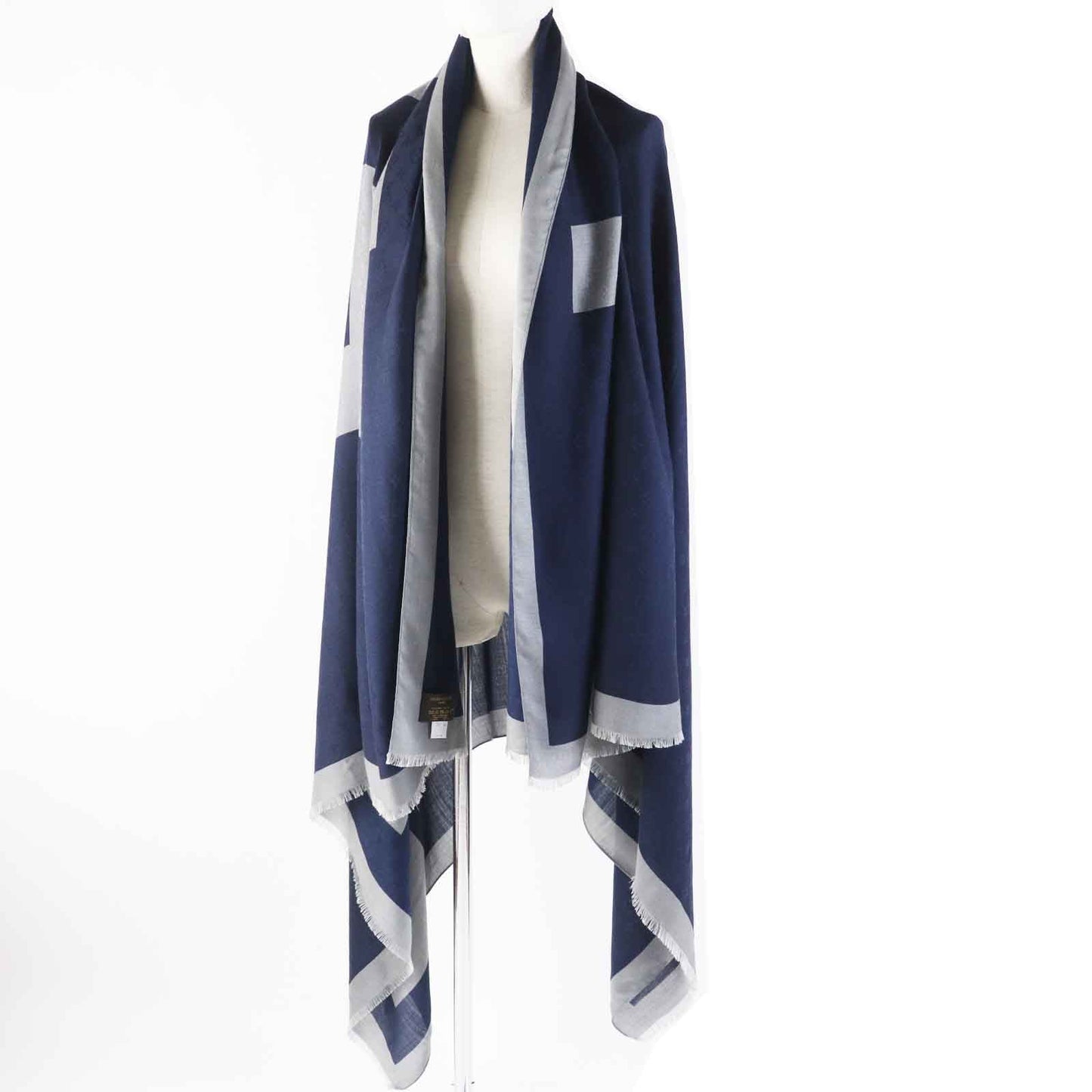 LOUIS VUITTON scarf MP1817 Main: 61% wool, Main: 39% silk Navy gray Women