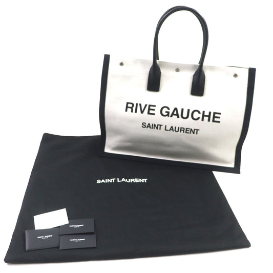 SAINT LAURENT PARIS Tote Bag 509415 Main: Canvas, Main: Leather Beige black Rive Gauche mens
