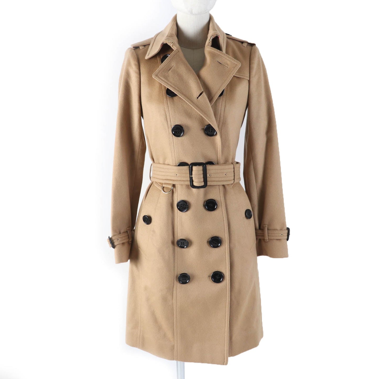BURBERRY LONDON trench coat Main: 100% cashmere, Part: 66% wool, Part: 22% nylon, Part: 12% cashmere, Sleeve lining: 100% viscose (rayon) Brown SANDRINGHAM Sandringham Women 36