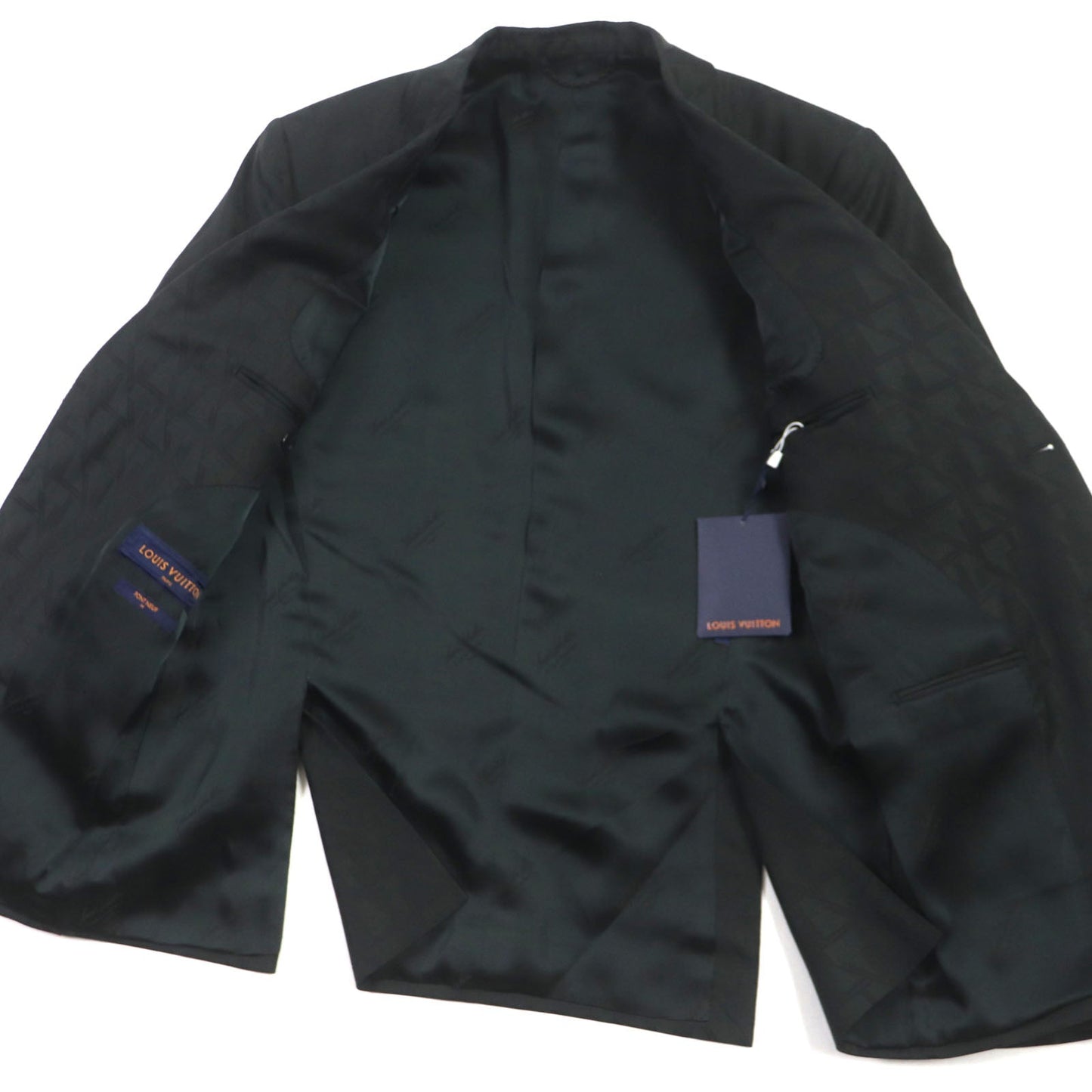 LOUIS VUITTON tailored jacket HPFJ8E Outer: 100% wool, Lining: 33% acetate, Lining: 29% rayon, Lining: 23% cupra, Lining: 15% cotton Dark green PONT NEUF FIT mens 50