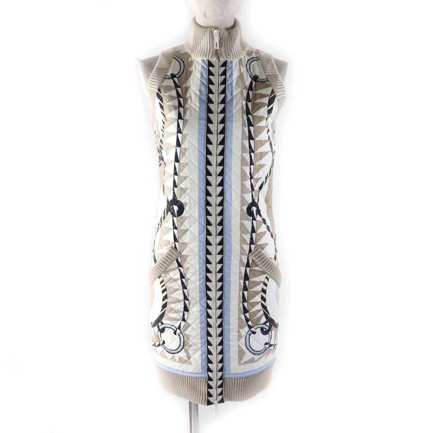 HERMES Vest 3H2841DJ Outer: 100% silk, part: 77% wool, part: 17% cashmere, part: 5% nylon, part: 1% polyurethane Multi Women 34